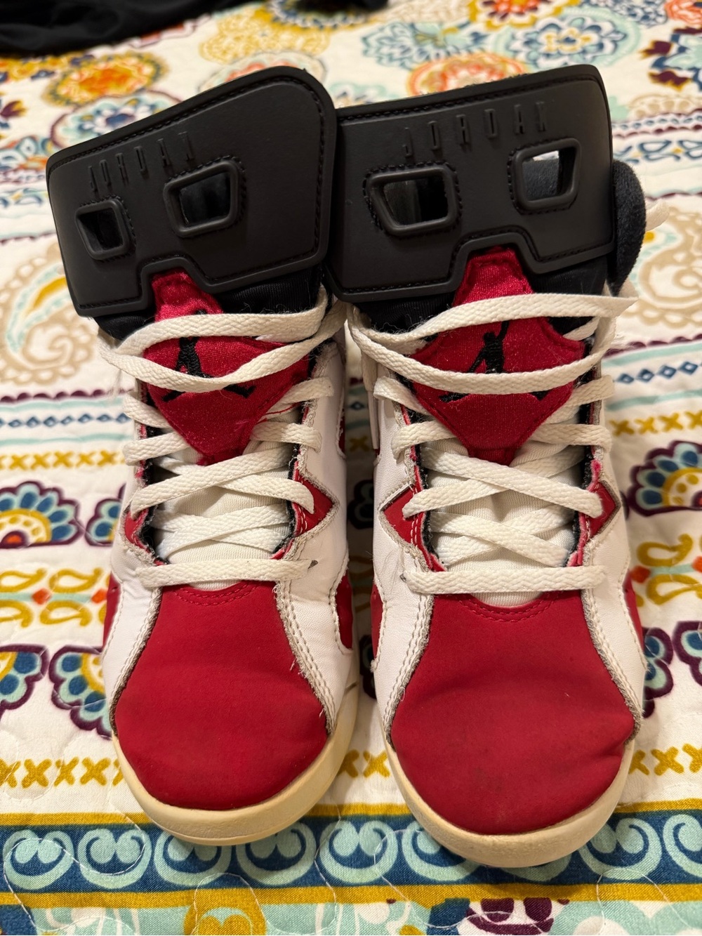 Air Jordan 6 Retro "Carmine Red and White Kids Basketball Shoes 3Y